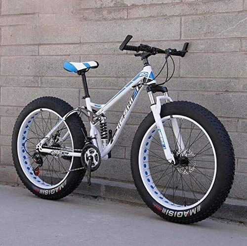 Fat Tyre Bike : Lightweight， Mountain Bike, 4.0 Inch Fat Tire Hardtail Mountain Bicycle Dual Suspension Frame, High Carbon Steel Frame, Double Disc Brake Inventory clearance ( Color : E , Size : 24 inch21 speed )