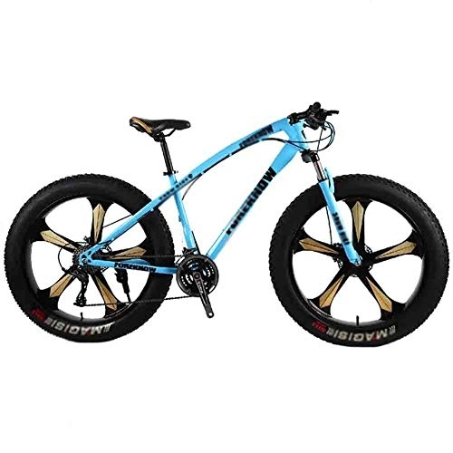 Fat Tyre Bike : LILIS Mountain Bike Folding Bike Bicycle MTB Adult Big Tire Beach Snowmobile Bicycles Mountain Bike For Men And Women 26IN Wheels Adjustable Speed Double Disc Brake (Color : Blue, Size : 24 speed)