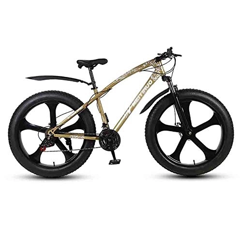 Fat Tyre Bike : LILIS Mountain Bike Folding Bike Bicycle MTB Adult Mountain Bikes Beach Bike Snowmobile Bicycles Big Tire For Men And Women 26IN Wheels Double Disc Brake (Color : Gold, Size : 24 speed)