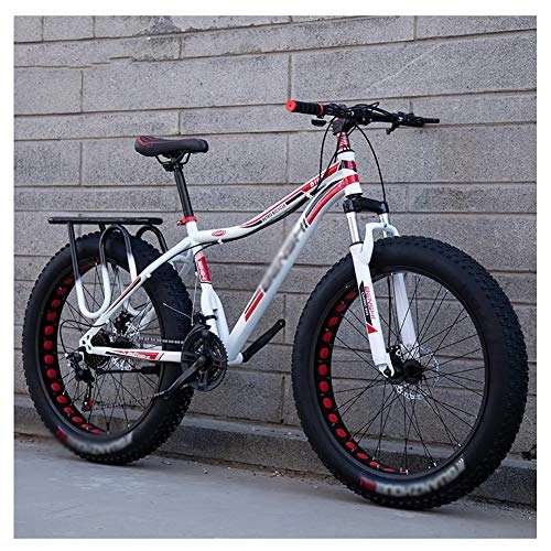 Fat Tyre Bike : LILIS Mountain Bike Folding Bike Fat Tire Bike Adult Road Bikes Bicycle Beach Snowmobile Bicycles For Men Women (Color : Red, Size : 24in)