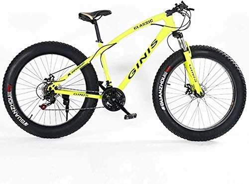 Fat Tyre Bike : LIYONG Super Wind Speed Bike! Youth Mountain Bike 21 Speed 24 Inch Fat Tire Bicycle Carbon Steel Frame Bicycle with Yellow Spoke Disc Brakes-Spoke_Yellow-SX003