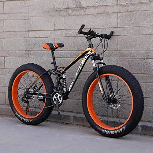 Fat Tyre Bike : LJ Bicycle, Adult Fat Tire Mountain Bike, Beach Snow Bike, Double Disc Brake Cruiser Bikes, Lightweight High-Carbon Steel Frame Bicycle, 26 inch Wheels, F, 21 Speed, E, 7 Speed