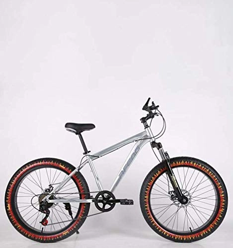 Fat Tyre Bike : LJ Bicycle, Adult Fat Tire Mountain Bike, Double Disc Brake Beach Snow Bicycle, High-Carbon Steel Frame Cruiser Bikes, 26 inch Flame Wheels, E, 24 Speed, B, 27 Speed