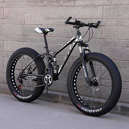Fat Tyre Bike : LJ Bicycle, Adult Fat Tire Mountain Bike, Off-Road Snow Bike, Double Disc Brake Cruiser Bikes, Beach Bicycle 24 inch Wheels, C, 24 Speed, a, 21 Speed