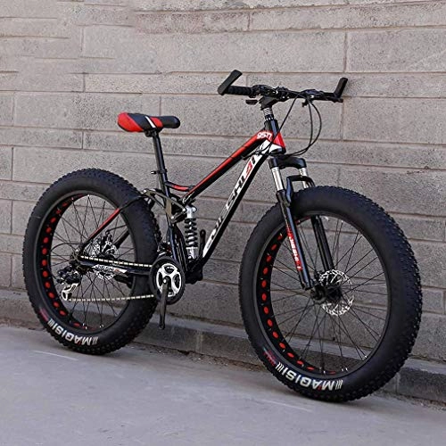 Fat Tyre Bike : LJ Bicycle, Adult Fat Tire Mountain Bike, Off-Road Snow Bike, Double Disc Brake Cruiser Bikes, Beach Bicycle 24 inch Wheels, C, 24 Speed, C, 7 Speed