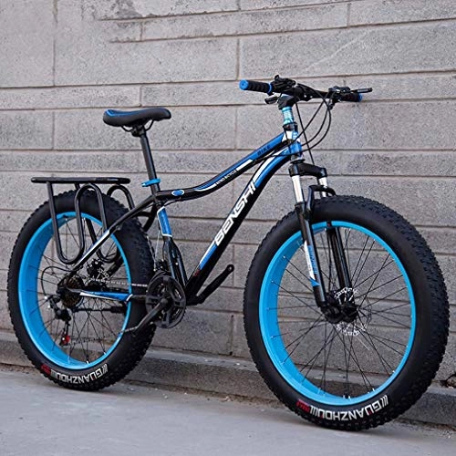 Fat Tyre Bike : LJ Bicycle, Fat Tire Mountain Bike, Beach Snow Bike, Double Disc Brake Cruiser Bikes, Lightweight High-Carbon Steel Frame Bicycle, 26 inch Wheels, Orange, 21 Speed, Blue, 21 Speed