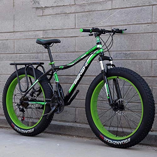 Fat Tyre Bike : LJ Bicycle, Fat Tire Mountain Bike, Beach Snow Bike, Double Disc Brake Cruiser Bikes, Lightweight High-Carbon Steel Frame Bicycle, 26 inch Wheels, Orange, 21 Speed, Green, 21 Speed