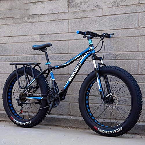 Fat Tyre Bike : LJ Bicycle, Fat Tire Mountain Bike, Beach Snow Bike, Lightweight High-Carbon Steel Frame Bicycle, Double Disc Brake Cruiser Bikes, 26 inch Wheels, A, 27 Speed, E, 7 Speed