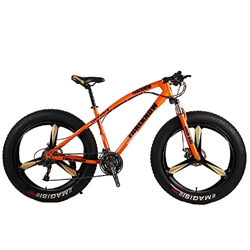 Fat Tyre Bike : LLF Youth / Adult Mountain Bike, Lightweight High Carbon Steel Frame, 7-30 Speeds Options, 26Inch Wheels, Multiple Colors(Size:30 speed, Color:Orange)