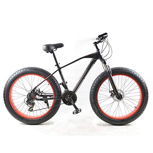 Fat Tyre Bike : LNSTORE Bicycle Mountain Bike 26 * 4.0 Fat Bike 24 Speed Fat Tire Snow Bike People Bike Exquisite workmanship (Color : Black red, Size : 24 speed)