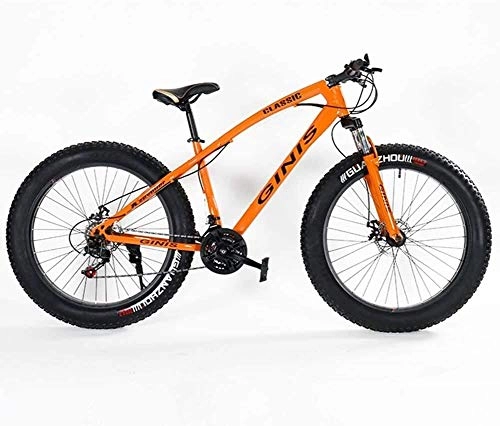 Fat Tyre Bike : LQH Mountain bike, speed 24 inches fat tire 21, the tire slip thick, high carbon steel frame with double disc brakes, anti-cross-country capability, hard tail mountain bike