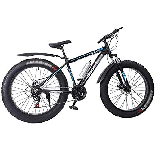 Fat Tyre Bike : LQZ Mountain Bikes, 26-Inch Wheels Outdoor Bicycle Aluminum Frame, 21-Speed Road Bike for Men Women, Black, Black