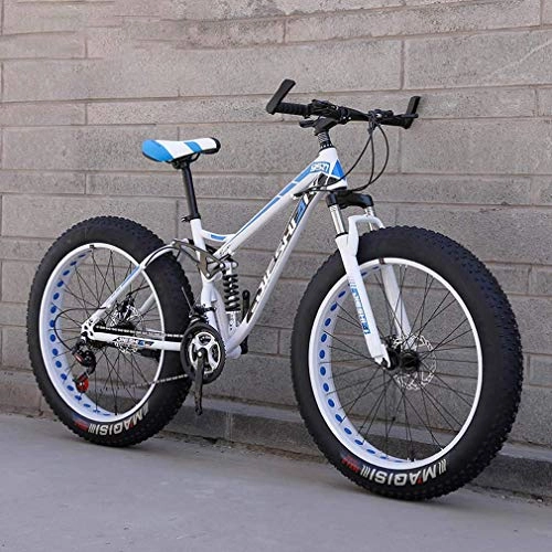 Fat Tyre Bike : LUO Adult Fat Tire Mountain Bike, Beach Snow Bicycle, Off-Road Snow Bike, Double Disc Brake Cruiser Bikes, Beach Bicycle 26 inch Wheels, E, 7 Speed, E, 7 Speed