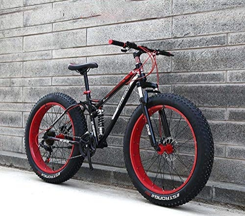 Fat Tyre Bike : LUO Bicycle, Fat Tire Mountain Bike for Adults, High Carbon Steel Frame, Hardtail Dual Suspension Frame, Double Disc Brake, 4.0 inch Tire, E, 24 inch 24 Speed, A, 26 inch 24 Speed