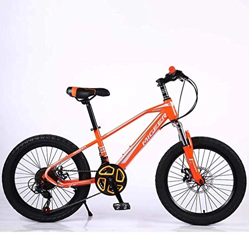 Fat Tyre Bike : LUO Bike, Child Fat Tire Mountain Bike, Beach Snow Bike, Juvenile Student City Road Racing Bike, Lightweight High-Carbon Steel Frame Bicycle, 20 inch Wheels 21 Speed, Orange