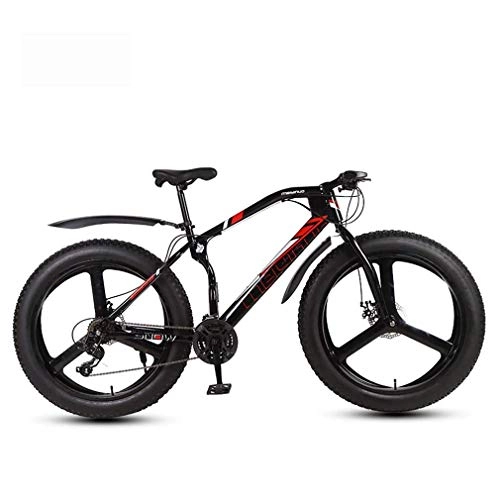Fat Tyre Bike : LUO Bike，Mens Adult Fat Tire Mountain Bike, Bionic Front Fork Beach Snow Bikes, Double Disc Brake Cruiser Bicycle, 26 inch Wheels, B, 21 Speed, B, 24 Speed