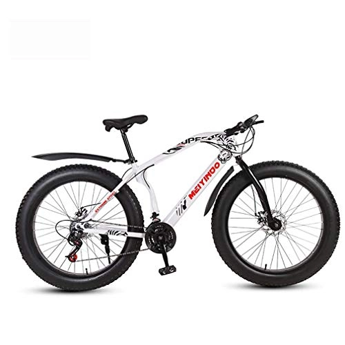 Fat Tyre Bike : LUO Bike，Mens Adult Fat Tire Mountain Bike, Bionic Front Fork Cruiser Bicycle, Double Disc Brake Beach Snow Bikes, 26 inch Wheels, E, 27 Speed, C, 24 Speed