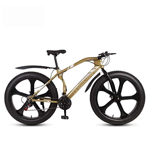 Fat Tyre Bike : LUO Bike，Mens Adult Fat Tire Mountain Bike, Bionic Front Fork Snow Bikes, Double Disc Brake Beach Cruiser Bicycle, 26 inch Wheels, A, 21 Speed, E, 27 Speed