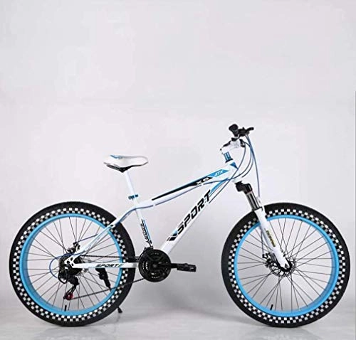 Fat Tyre Bike : LUO Bike，Mens Adult Fat Tire Mountain Bike, Double Disc Brake Beach Snow Bikes, Road Race Cruiser Bicycle, 26 inch Wheels, C, 7 Speed, E, 24 Speed