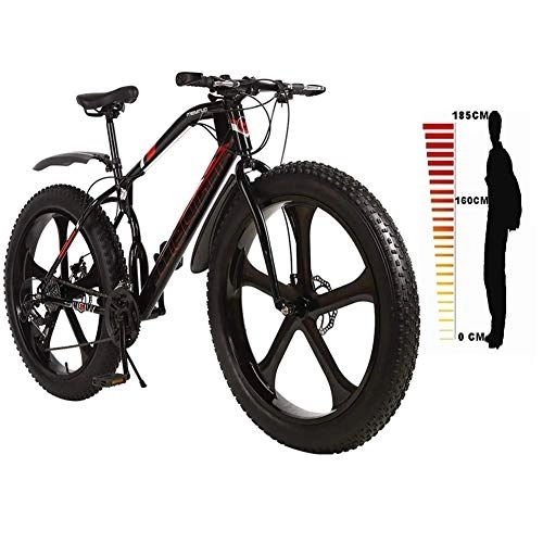 Fat Tyre Bike : LXDDP 4.1In Wide Tire Mountain Bike, Double Disc Brake 21 / 24 / 27 Variable Speed Bicycle, Positioning Tower Wheel Bike Suitable Height: 160-185Cm