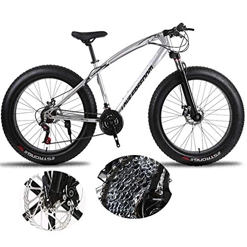 Fat Tyre Bike : LXDDP Fat Tire Mens Mountain Bike, Outdoor Cycling, 26-Inch / Medium High-Tensile Steel Frame, 26-Inch Wheels