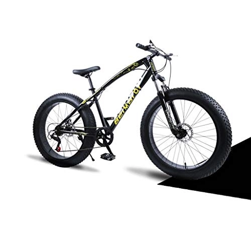 Fat Tyre Bike : LYRWISHJD 24 inch Country Gearshift Bicycle Mountain Bicycle with Adjustable Seat Snow bike cycling road bikes Unisex Adult Student Outdoors multiple colour (Color : Black, Size : 24inch)