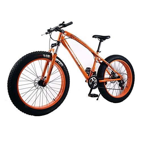 Fat Tyre Bike : LYRWISHJD 26 Inch High-Carbon Steel Frame MTB Country Gearshift Bicycle Exercise Bikes Double Disc Brake, for Snow Beach（color:orange, load:200kg） (Size : 26 inch, 速度 Speed : 30 Speed)