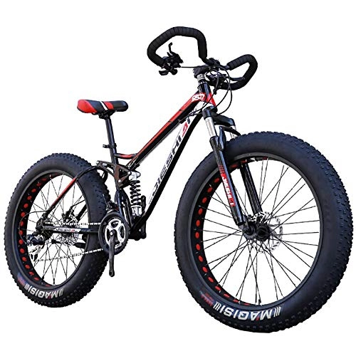 Fat Tyre Bike : LYRWISHJD 4.0 Fat Tire Mountain Bike Snow Bike High Carbon Steel Frame Central Shock Absorber Adjustable Seat Height Exercise Bikes 24 Inch-27 Speed Black (Size : 26 inch, 速度 Speed : 27 Speed)