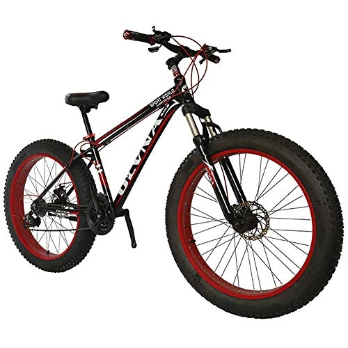 Fat Tyre Bike : LYRWISHJD Exercise Bikes Trek Mountain Bike Maximum Load 120kg High Carbon Steel Frame Men's And Women's Bikes For Unisex Adult Student Outdoors (Color : Black red, Speed : 30 Speed)