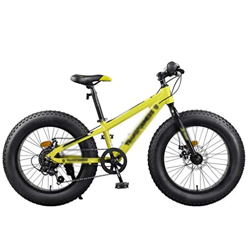 Fat Tyre Bike : Lyw11 Bicycle snow tire mountain bike student bicycle speed mountain bike boy bicycle girl bicycle 20 inch, 4.0 super wide tire (Color : YELLOW, Size : 20INCHES)