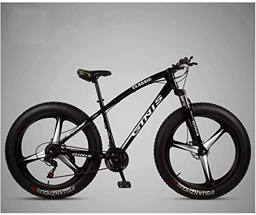 Fat Tyre Bike : Lyyy 26 Inch Mountain Bicycle, High-carbon Steel Frame Fat Tire Mountain Trail Bike, Men's Womens Hardtail Mountain Bike with Dual Disc Brake YCHAOYUE (Color : Black, Size : 30 Speed 3 Spoke)