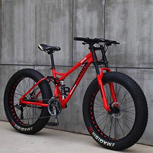 Fat Tyre Bike : LZMXMYS electric bike26 In 21-Speed Mountain Bike for Unisex 4.0 Fat Tire Mountain Bike High Carbon Steel Frame with Speed Reduction and Shock Absorption Front Fork Dual-Disc All Terrain Bicycle