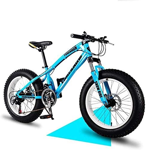 Fat Tyre Bike : MAMINGBO Fat Tire Mountain Bike Mens, Beach Bike, Double Disc Brake 20 Inch Cruiser Bikes, 4.0 wide Wheels, Adult Snow Bicycle, Size:24speed, Colour:Silver (Color : Blue, Size : 27speed)
