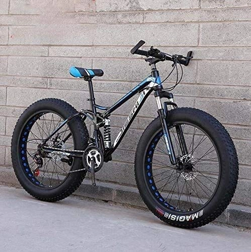 Fat Tyre Bike : MAMINGBO Mountain Bike, 4.0 Inch Fat Tire Hardtail Mountain Bicycle Dual Suspension Frame, High Carbon Steel Frame, Double Disc Brake, Size:24 inch21 speed, Colour:F