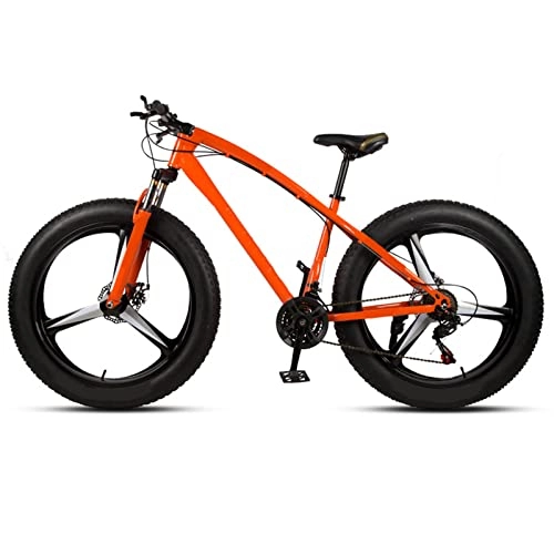 Fat Tyre Bike : Mapeieet 26 * 4.0 Inch Thick Wheel Mountain Bikes, Adult Fat Tire Mountain Trail Bike, 21 Speed Bicycle, High-carbon Steel Frame, Dual Disc Brake Bicycle, Orange