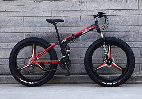 Fat Tyre Bike : Men Mountain Bikes, 26Inch Fat Tire Hardtail Snowmobile, Dual Suspension Frame And Suspension Fork All Terrain Mountain Bicycle Adult (Color : Y, Size : 7 speed)