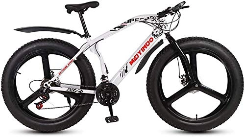 Fat Tyre Bike : Mens Adult Fat Tire Mountain Bike, Bionic Front Fork Beach Snow Bikes, Double Disc Brake Cruiser Bicycle, 26 Inch Wheels, C, 24 speed