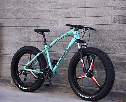 Fat Tyre Bike : MG Mountain Bikes, 26 Inch Fat Tire Hardtail Mountain Bike, Dual Suspension Frame and Fork All Terrain Bicycle, Men's and Women Adult 6-6, Green 3 impeller, 24 speed