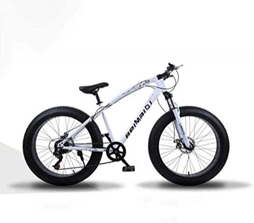 Fat Tyre Bike : MG Mountain Bikes, 26 Inch Fat Tire Hardtail Mountain Bike, Dual Suspension Frame and Fork All Terrain Bicycle, Men's and Women Adult 6-6, White spoke, 7 speed