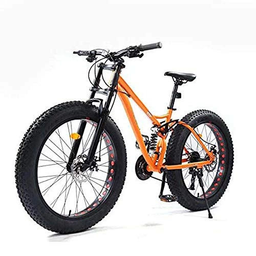 Fat Tyre Bike : MIAOYO Mountain Bikes 26-Inch, Adult Fat Tire Bicycle, Fat Tire MBT Bike Bicycle Soft Tail, High-Carbon Steel Frame, Yellow, 27speed