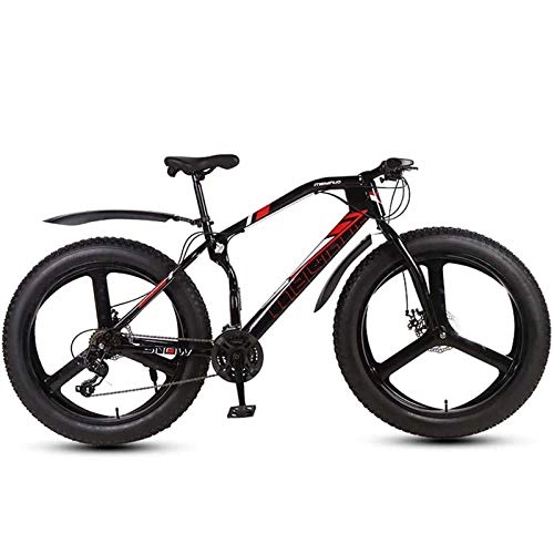 Fat Tyre Bike : MIAOYO Mountain Bikes 26-Inch, Adult Fat Tire Bicycle, Full Suspension Aluminum Frame, Men's Dual Disc Brake All Terrain Mountain Bike, Black, 21 speed