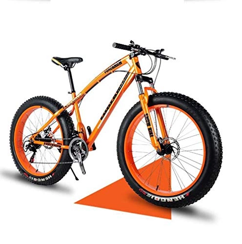 Fat Tyre Bike : MJL Fat Tire Mountain Bike, Beach Snow Bicycle, Beach Bike, Double Disc Brake 20 inch Cruiser Bikes, 4.0 Wide Wheels, Adult Snow Bicycle, Red, 24Speed, Orange, 24Speed