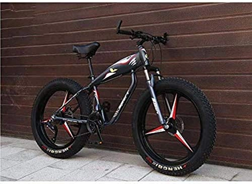 Fat Tyre Bike : MJY 26 inch Wheels Mountain Bike Bicycle for Adults, Fat Tire Hardtail MBT Bike, High-Carbon Steel Frame, Dual Disc Brake 6-27, 24 Speed
