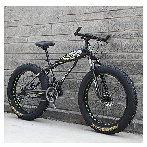 Fat Tyre Bike : MJY Adult Mountain Bikes, Boys Girls Fat Tire Mountain Trail Bike, Dual Disc Brake Hardtail Mountain Bike, High-Carbon Steel Frame, Yellow E, 26 Inch 24 Speed