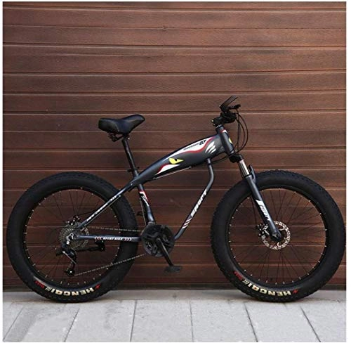 Fat Tyre Bike : MKWEY 26 Inch Mens Womens Mountain Bikes, Fat Tire Hardtail MTB Bikes, Aluminum Frame Alpine Mountain Bicycle, Adult Bicycle with Front Suspension, Grey, 27 Speed Spoke