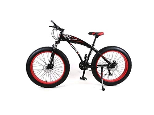 Fat Tyre Bike : MOLVUS Mountain Bike Mens Mountain Bike 7 / 21 / 24 / 27 Speeds, 26 inch Fat Tire Road Bicycle Snow Bike Pedals with Disc Brakes and Suspension Fork, BlackRed, 27 Speed