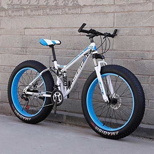Fat Tyre Bike : Mountain Bicycle Fat Bike, RNNTK Adult Outroad Mountain Bike Double Suspension A Variety Of Colors Double Disc Brakes Fat tires.Bike K -7 Speed -24 Inches