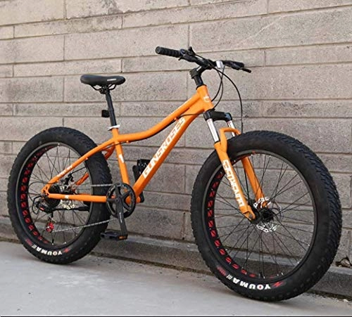 Fat Tyre Bike : Mountain Bike Bikes 26" Fat Tire Hardtail Snowmobile Dual Suspension Frame And Fork All Terrain Men's Bicycle Adult, Orange 2, 7Speed XIUYU (Color : Orange 1)
