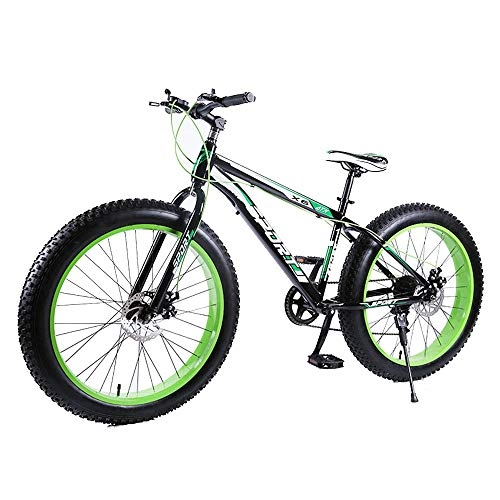 Fat Tyre Bike : Mountain Bike Fat Tire 26In Bicycle Wheels Cycling 7Speed Full Suspended Frame Double Disc Brake Suspension Fork Carbon Steel, a, 26"7speed