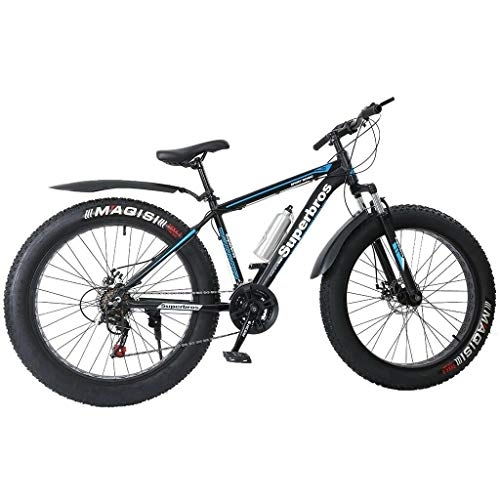 Fat Tyre Bike : Mountain Bike Fat Tire Bikes for Adult with High Carbon Steel Frame, 21 Speed 26 Inch, Disc Brake Anti-Slip Bicycles, Weigth 48.5Lbs for Teens
